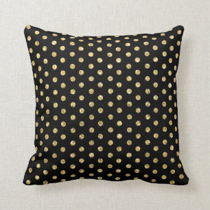 Svart och guld- polka dotsmönster för trendig kudde