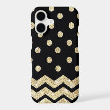 Svart och guld prickar och chevron iPhone 7-fodral