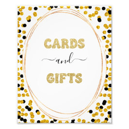 Svart och guld prits Cards anf Gifts-skylt Fototryck