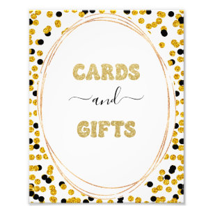 Svart och guld prits Cards anf Gifts-skylt Fototryck