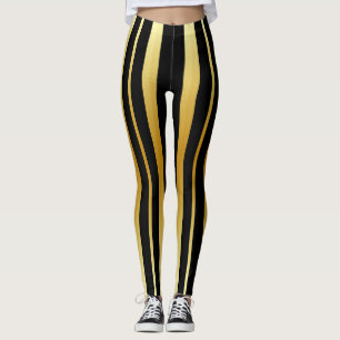 Svart och Guld Rand Leggings