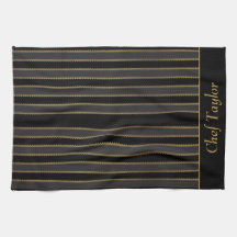 Svart och Guld Rand Personlig Kitchen Towel
