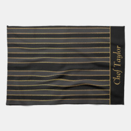 Svart och Guld Rand Personlig Kitchen Towel Kökshandduk