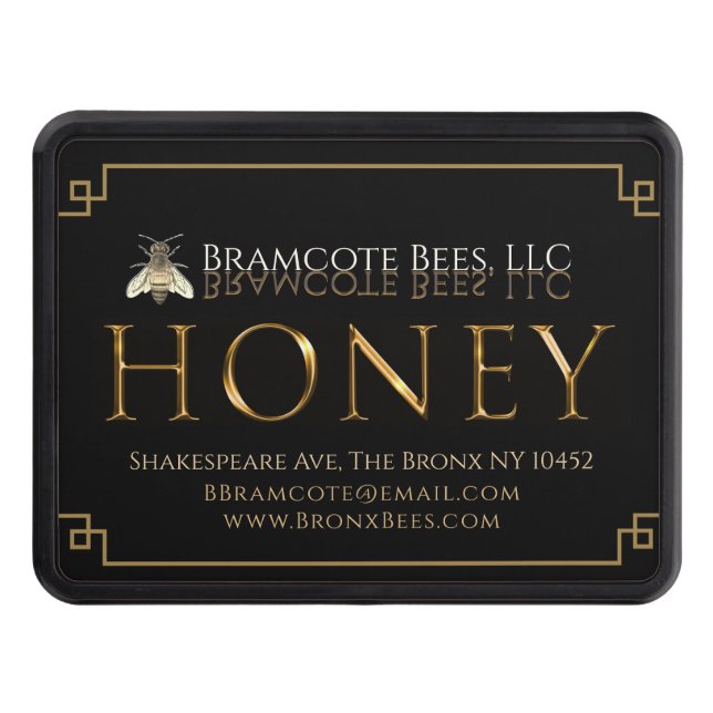 Svart och Guld reklambil för honung Dragkroksskydd (Framsidan)