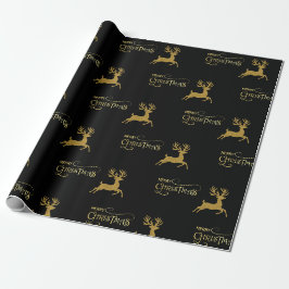 Svart och guld Ren Jul Inpackningspapper Presentpapper