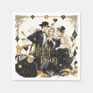Svart och guld, Rik lyx, Moulin rouge-stil Pappersservett