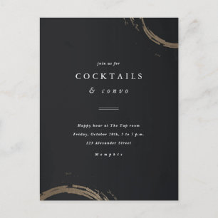 Svart och guld rings cocktailparty inbjudan