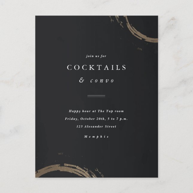 Svart och guld rings cocktailparty inbjudan (Framsida)