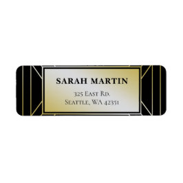 Svart och Guld Roaring 20:s konsthandling Returadress Etikett