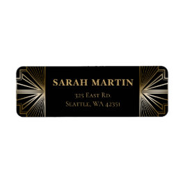 Svart och Guld Roaring 20:s konsthandling Returadress Etikett