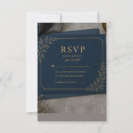 Svart och guld RSVP-kort, lyxigt svarsbrev för brö OSA Kort