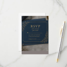 Svart och guld RSVP-kort, lyxigt svarsbrev för brö OSA Kort