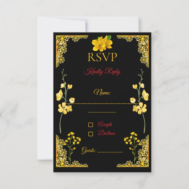 Svart och Guld RSVP-kort OSA Kort (Framsida)