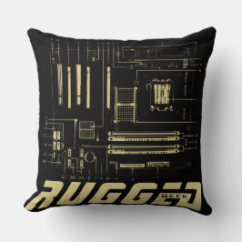 Svart och guld RUGGED GEEK Motherboard Tech Kudde