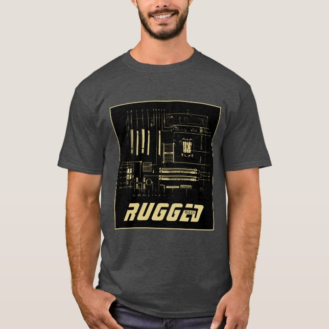 Svart och guld RUGGED GEEK Motherboard Tech T Shirt (Framsida)