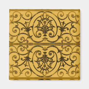 Svart- och guld-rullverk mönster magnet