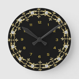 Svart och guld rund klocka