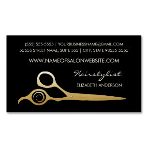 Svart och guld- salongHairstylistsax för elegant Visitkortmagnet