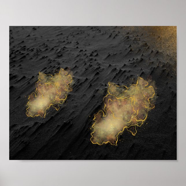 Svart och Guld Sand Tropical Printable Art Poster (Framsidan)