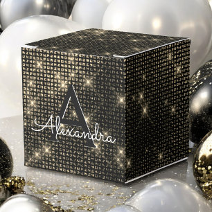 Svart och Guld Shimmer Monogram - lägg till ditt n Presentaskar
