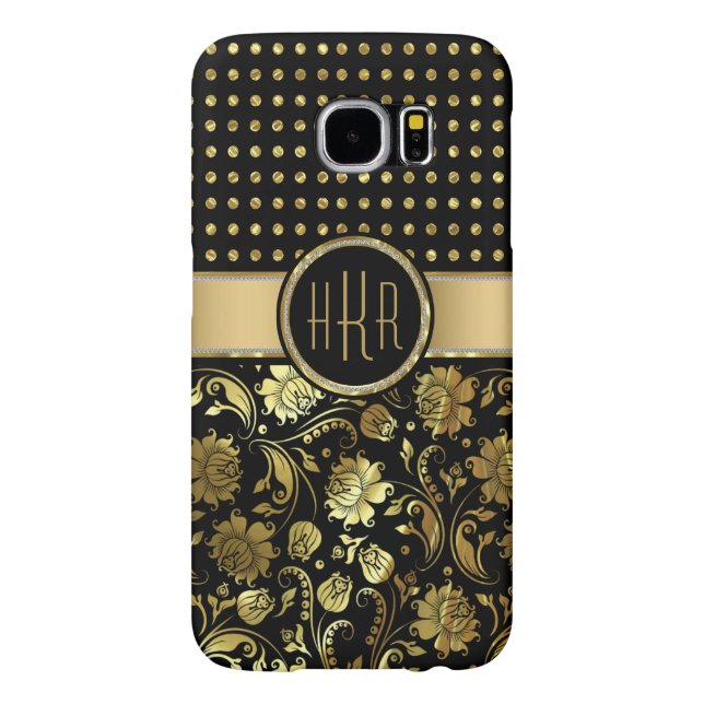 Svart och Guld-skadekombination & PolkaDot-kombina Case-Mate Samsung Galaxy Skal (Baksidan)