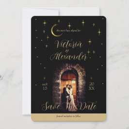 Svart och guld skrift Modern Moody Whimsigoth Spara Datumet