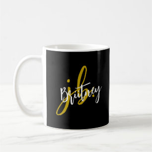 Svart och Guld-skriptmonogram Kaffemugg