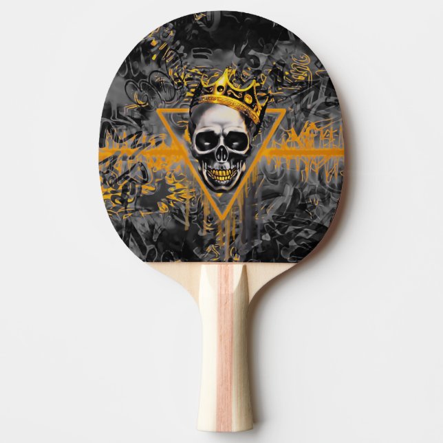 Svart och Guld Skull Kung Graffiti Pingisracket (Framsidan)