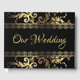 Svart och Guld Snöre och Swirls Gästböcker