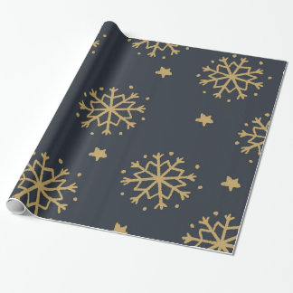 Svart och guld- Snowflake som slår in papper Presentpapper