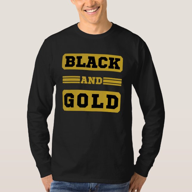 Svart och Guld-speldagsgrupp för högskolefoto T Shirt (Framsida)