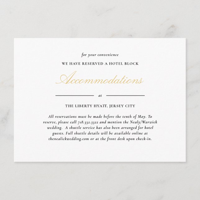 Svart och guld spets elegant bröllopsboende tilläggskort (Framsida)