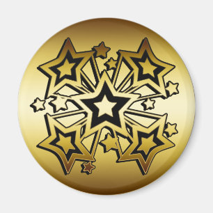 SVART OCH GULD- STJÄRNOR MAGNET