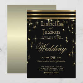 Svart och Guld-stjärnor med Pub Inbjudningar