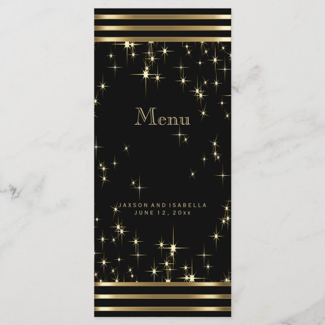 Svart och Guld-stjärnor med Pub Meny (Framsida)