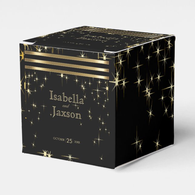 Svart och Guld-stjärnor med Pub Presentaskar (Framsidan Sidan)