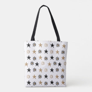 Svart och guld stjärnor Modern Boho trendig handvä Tygkasse