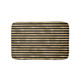 Svart och Guld-stripe Bath Mat Badrumsmatta