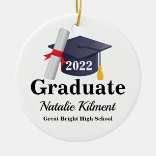 Svart och Guld Studentmössa, 2022-foto Julgransprydnad Keramik
