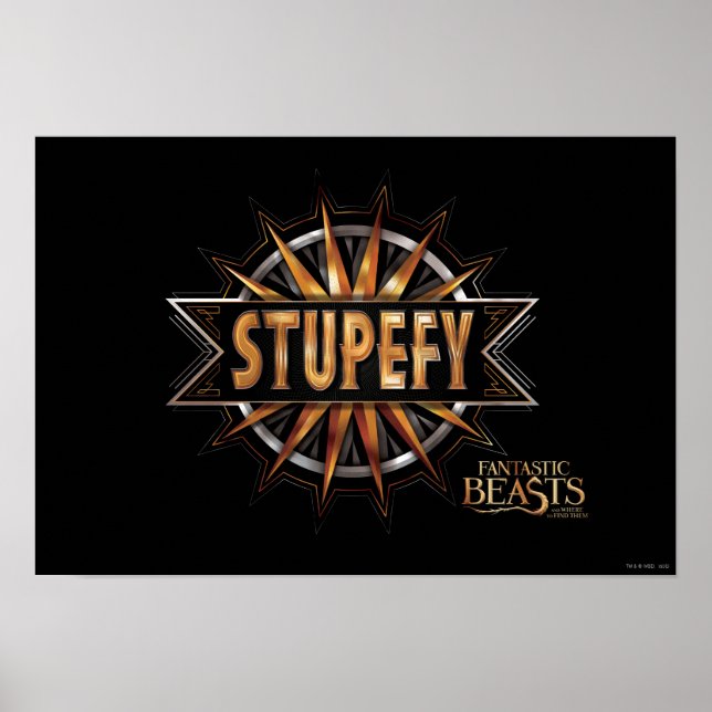 Svart och Guld Stupefy Spell Graphic Poster (Framsidan)