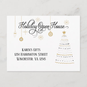 Svart och Guld Stylized Helgdag Open House  Helg Vykort