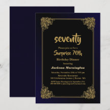 Svart och Guld Surprise 70:e födelsedag