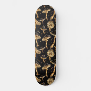 Svart och guld Svamp Fungi Mönster Mini Skateboard Bräda 18,5 Cm