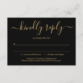 Svart och Guld-svarskort för inbjudan