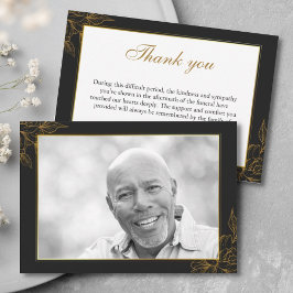 Svart och Guld-sympati med Photo After Funeral Tack Kort