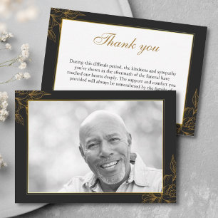 Svart och Guld-sympati med Photo After Funeral Tack Kort