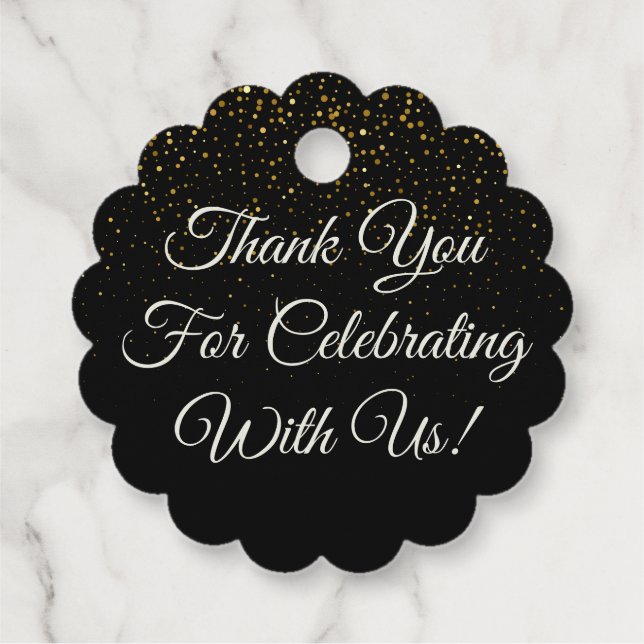 Svart och Guld Tack Gåvor Etiketter (Baksida)