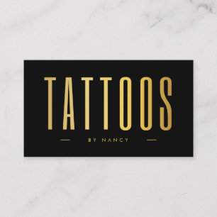 Svart och Guld Tattokonstnär Minimalist Visitkort