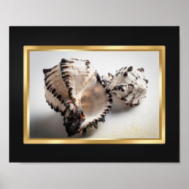 Svart och Guld Tropical Seashell Printable Art Poster