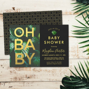Svart och guld Tropisk baby shower Inbjudningar